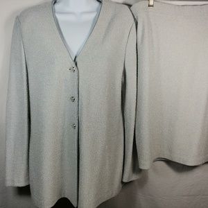 St. John Collection gray white jacket/skirt set